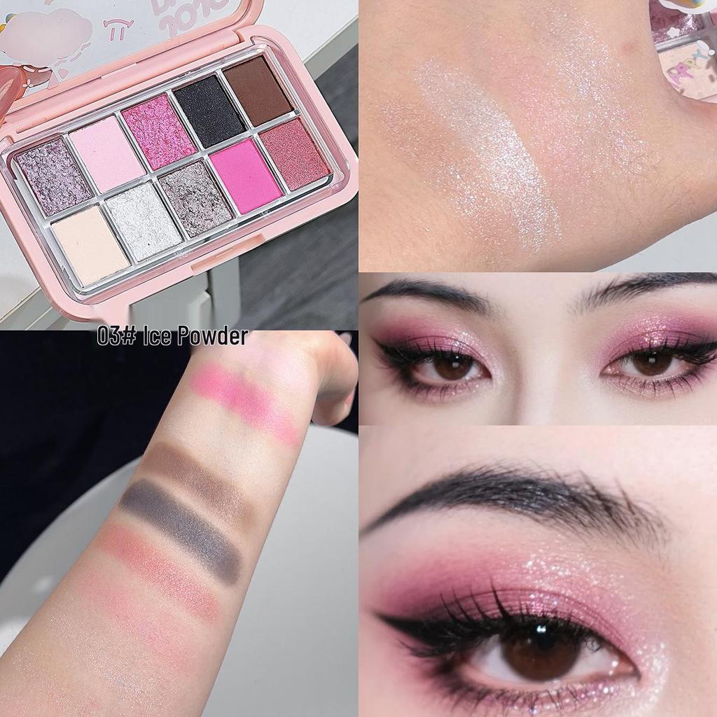 JOJO DIARY Ten-Color Eyeshadow Palette: Cute Paradise Shimmer & Matte, Blue Smoky Eye, Daily Earth Tones.