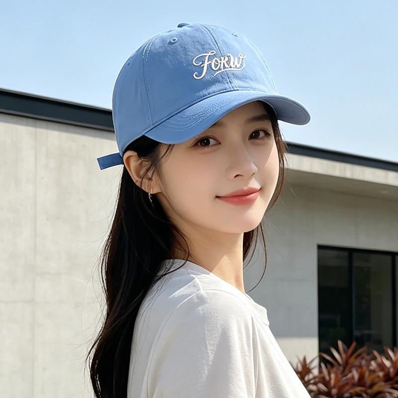 Fashion Hat Women's Baseball Cap New Korean Embroidered Versatile Baseball Cap Face-Flattering Small and Large Brimmed Sunshade Sun Hat
