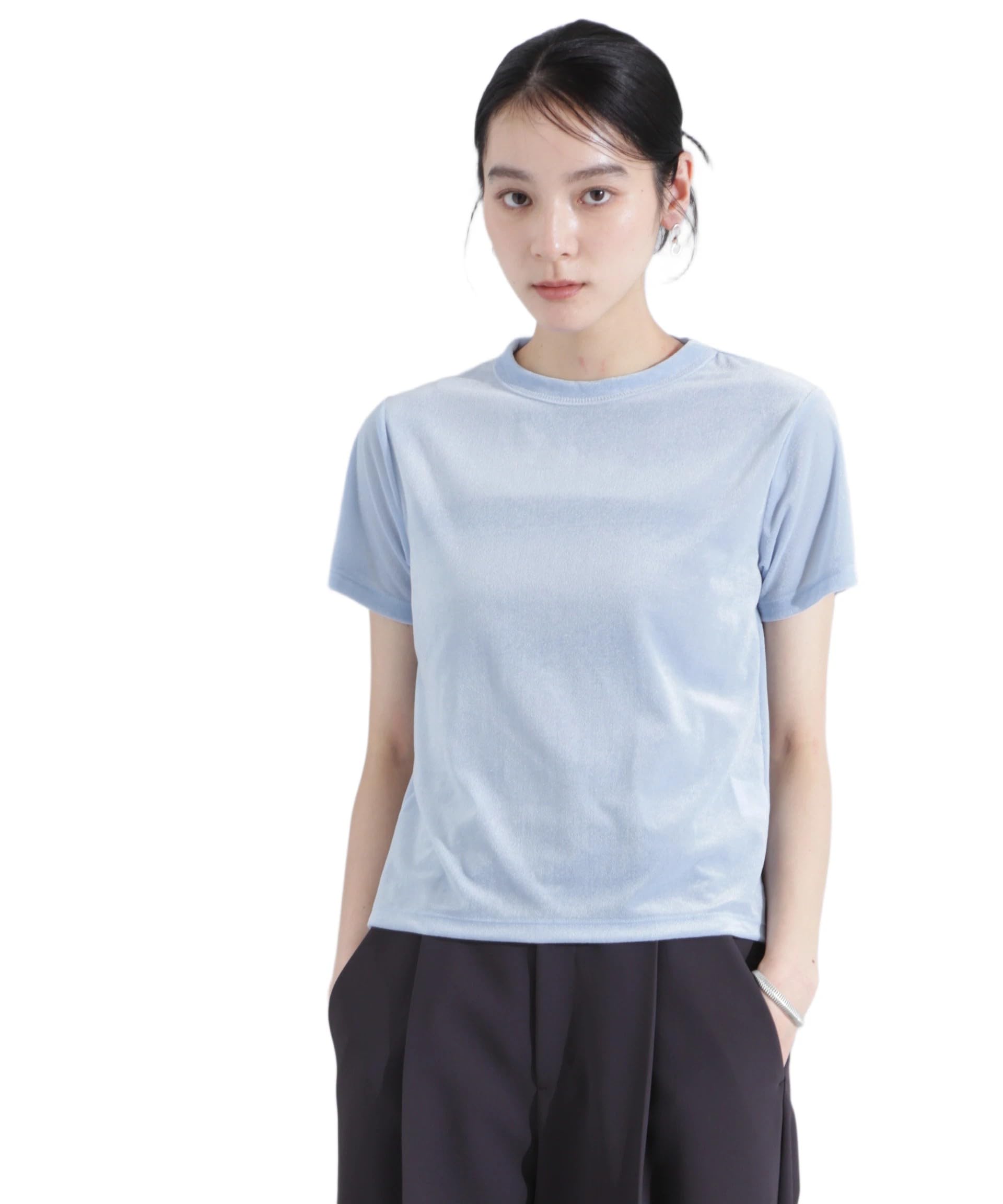 

Nano Universe Прозрачная велюровая женская футболка компактного размера F, 111, Большой, Синий, 669-5124309