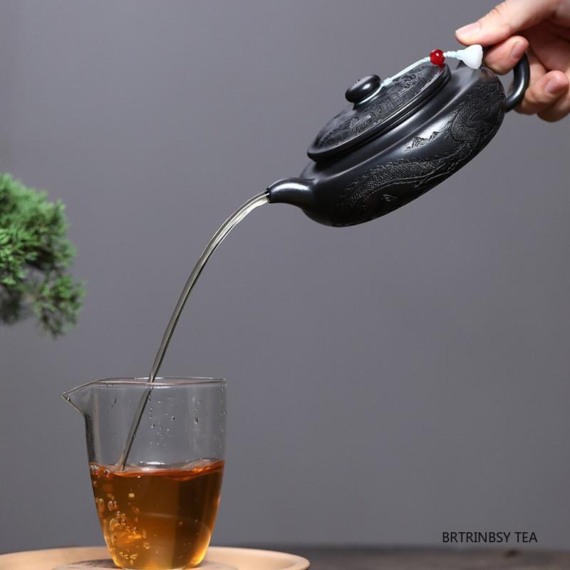 290ml Tradition Yixing Purple Clay Teapot Chinese Handmade Zisha Tea Pot Household Dragon Pattern Kettle Tea Set Accessories