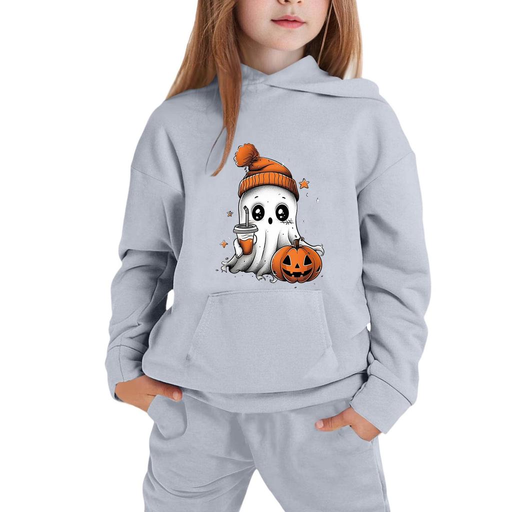 Kids Hoodie with Halloween Print - Long Sleeve Pullover Sweatshirt for Boys and Girls