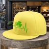 Irish Shamrock Heartbeat Baseball Cap Polyester Unisex Flat Brim HipHop Street Style Adjustable Golf Hat