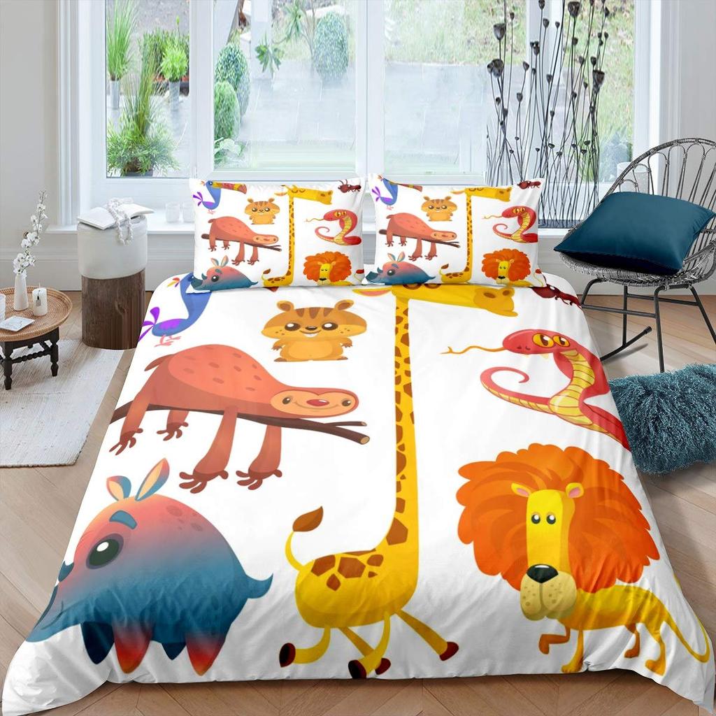 Duvet Cover Cartoon Viper Print Bedding Set for Boys Girls Snake Serpent Comforter Cover Kawaii Child Animal Bedroom Collection