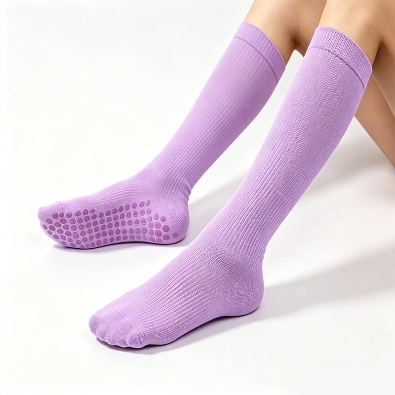 Womens Non-Slip Grip Calf Socks Yoga Gym Sports Sweat-Absorbent Anti-Chafing Leg Shaping All-Season