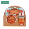 Creative Bamboo Fiber Children's Dinnerware Set - Five-Piece Cartoon Design for Kids.