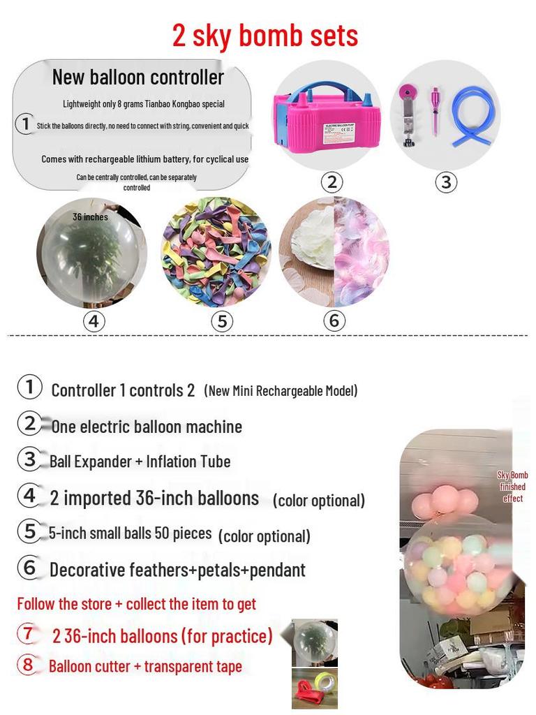 Outdoor Wedding Sky Explosion Balloons Set: Helium Balloons with Complete Assembly Tools for Hotels and Bridal Events