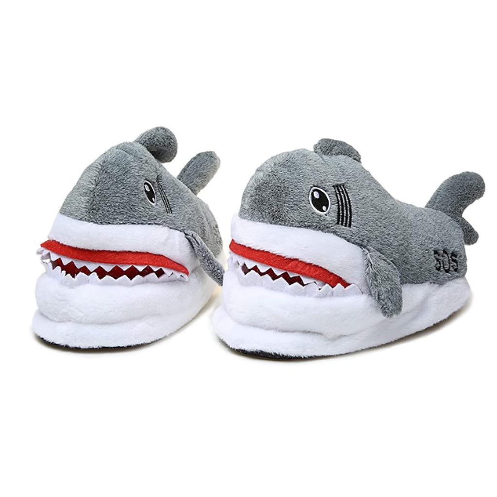 Plüschpantoffeln für Damen, Herren, Pantoffeln, Hausschuhe, warme Haifischpantoffeln