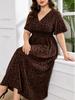 Elegant Plus Size Leopard Print Maxi Dress - Middle East Style