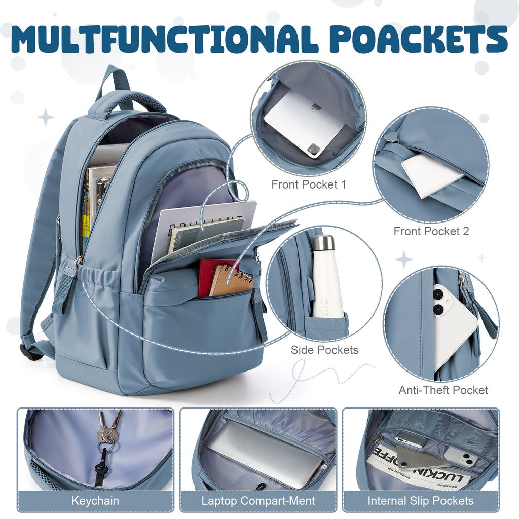 Lässiger Mode-Rucksack mit großem Fassungsvermögen, einfarbiger Schul-Laptop-Rucksack, einfacher süßer Studenten-Schulrucksack mit Reißverschluss für Mädchen und Jungen