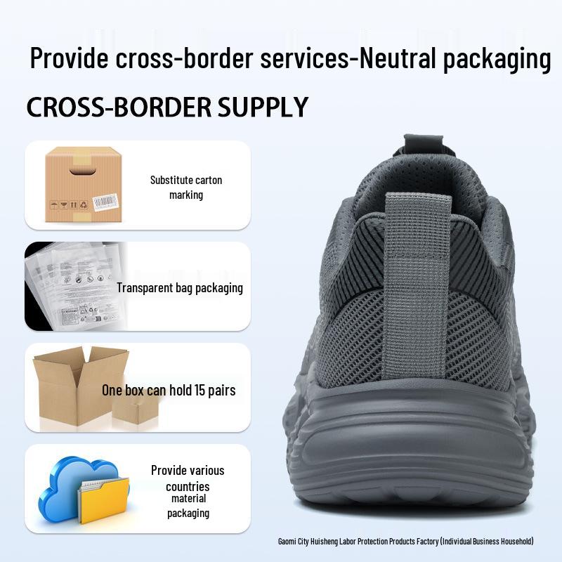 Steel Toe Anti-Smash Puncture-Resistant Men's Safety Work Shoes with Technology Button
