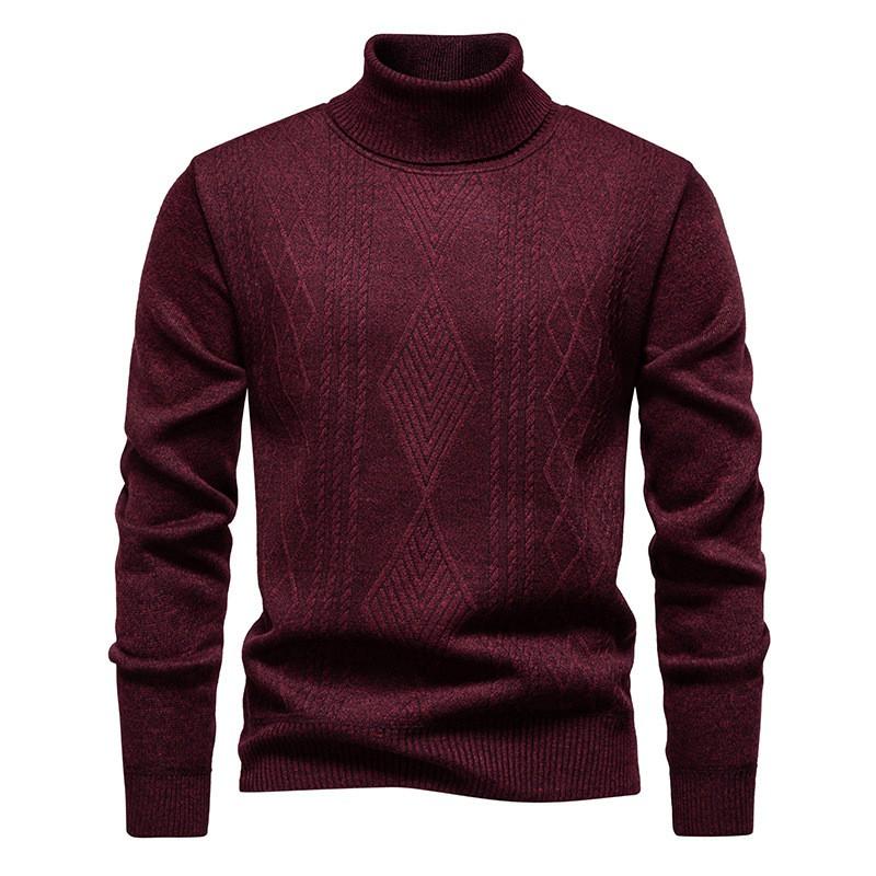 Mens Thick Knit Turtleneck Sweater Winter Warm Casual Base Layer Adults