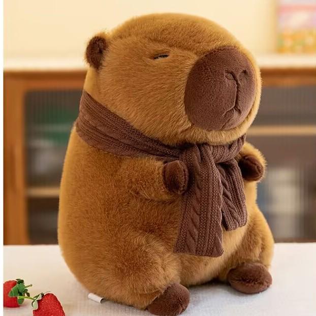 Capybara Plush Toy Scarf & Cushion - Kids Gift Claw Machine Prize