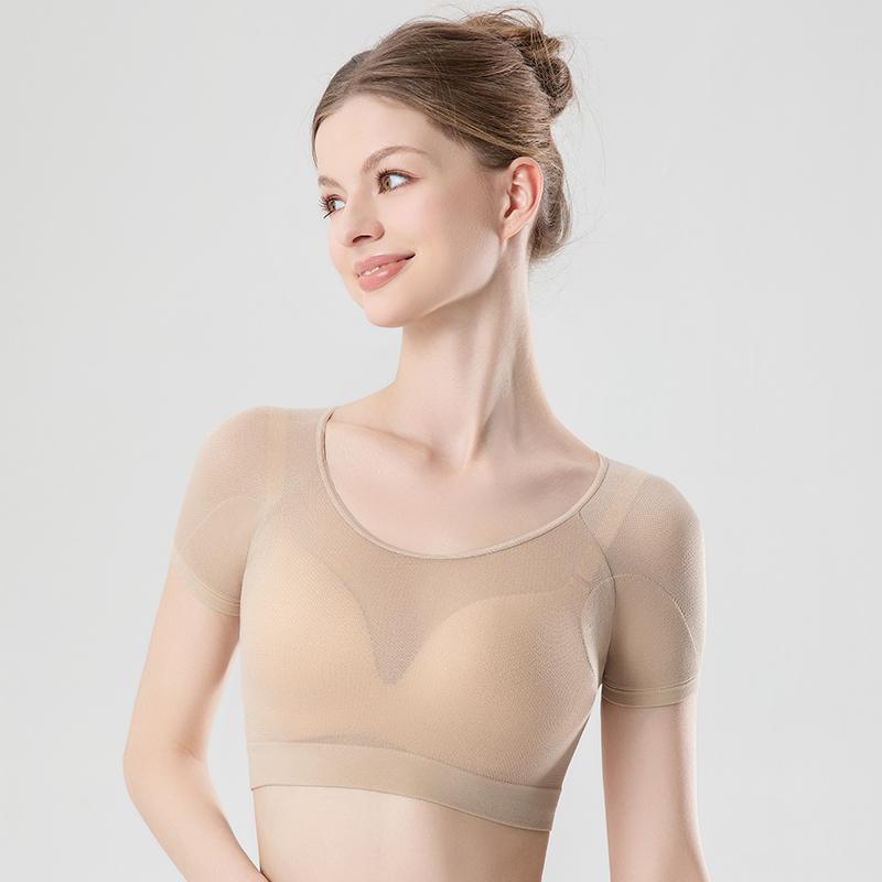 Breathable Sweat Absorbing Clothes Ultra-Thin Mesh Quick-Drying Chest Wrap Vest Sweat Proof Underarm Sweat Pads T-Shirt Women