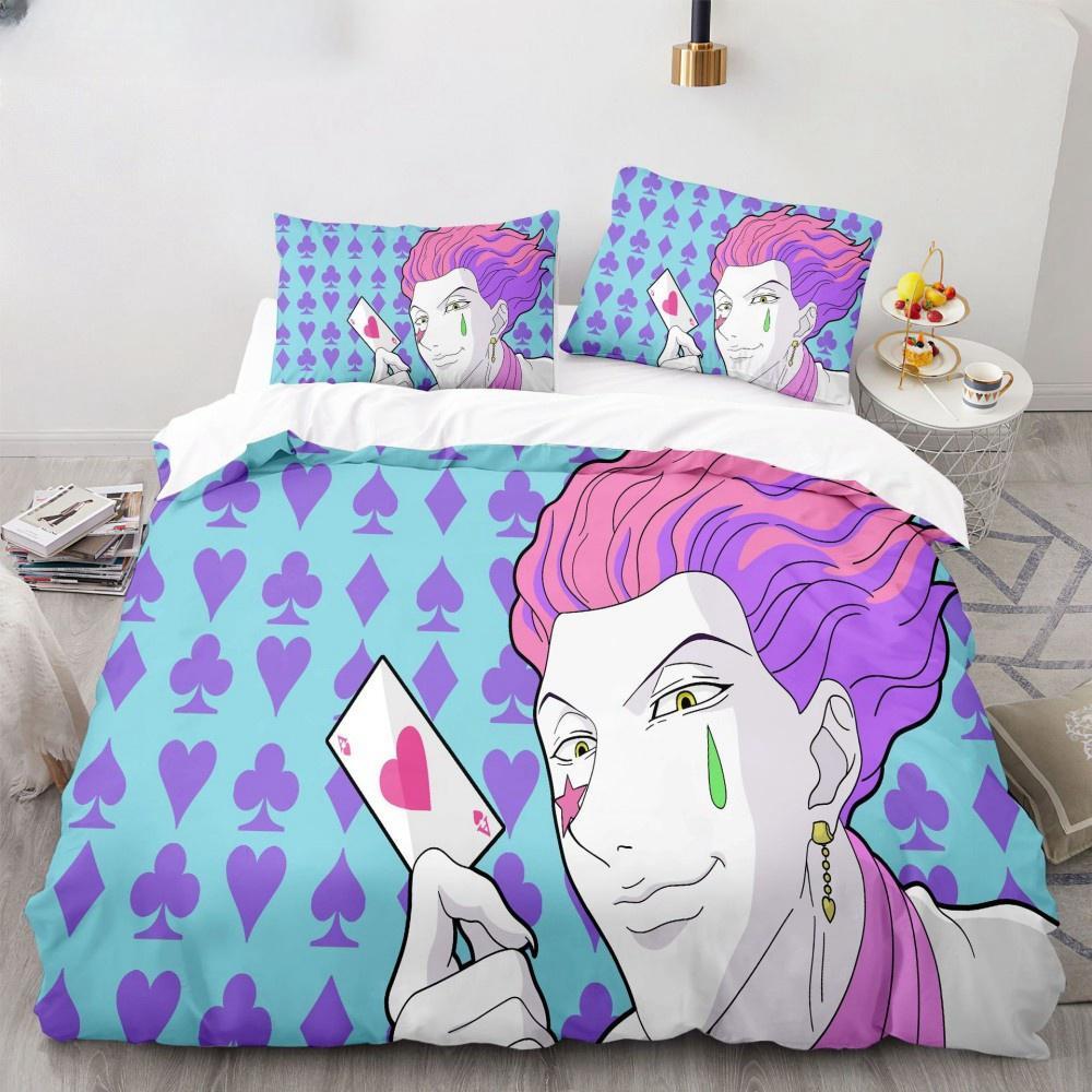 New  Anime Bedding Collection Hunter X Hunter Biscuit Krueger Duvet Cover Luxury Kids Bed Collection Twin Queen King Size Boys Bedroom