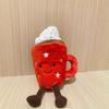 20cm Tasse à Chocolat Chaud Rouge Tasse à Café Poupée Décoration de Maison Chat et Chien Compagnon Interactif Animal en Peluche Cadeaux de Fête