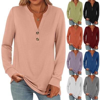 Women's Fashion Casual Color Long Sleeve T-shirt Pullover Top