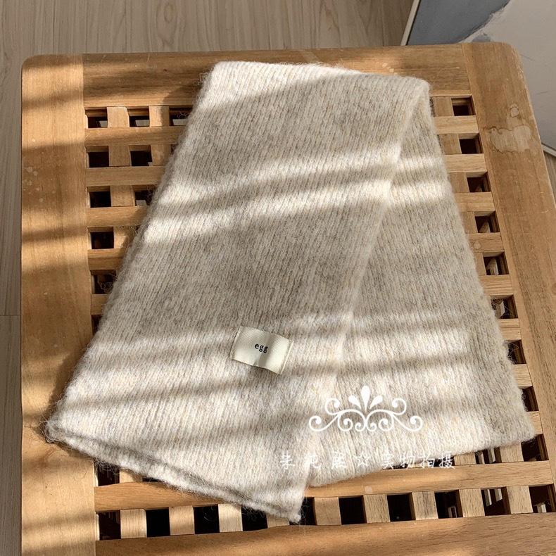 Korean Solid Color Wool Blend Scarf, Blue-Green, Unisex Autumn-Winter Neck Warmer