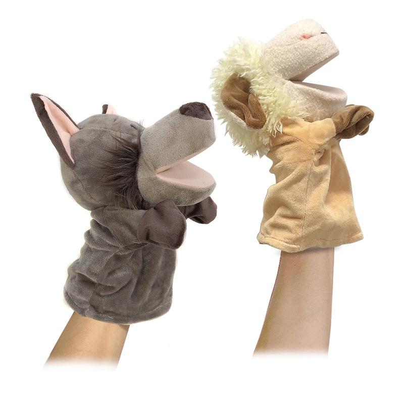 Stuffed Plush Animals Playthings Hand Finger Story Puppet Kawaii Dolls Learning Infant Playthings Duck Lamb Cow Dog Horse Kids Toy Gift Idea