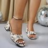Square headed high-heeled slippers for women 2025 new European and American plus size color coarse heel sandals for women