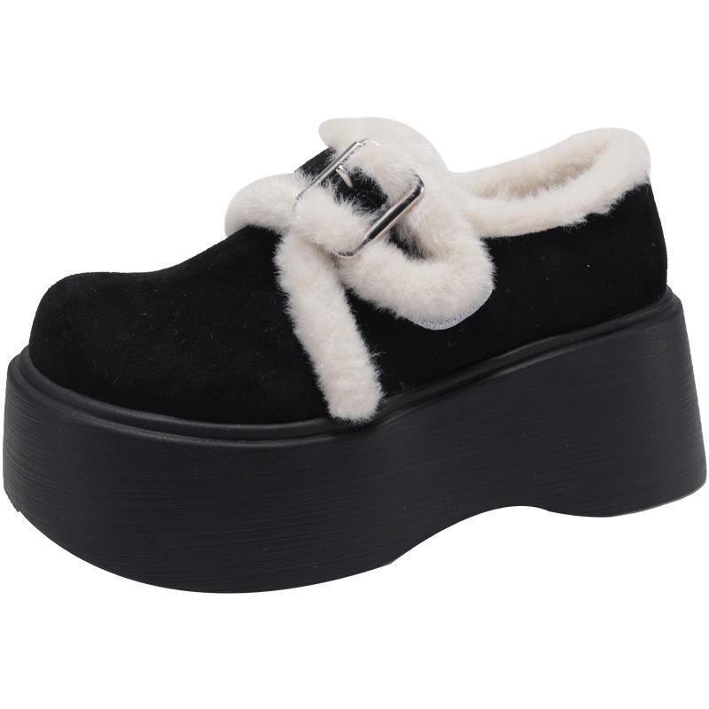 

Sweet milky white thick-soled plush shoes trendy new winter warm and heightened snow boots cotton shoes women 40