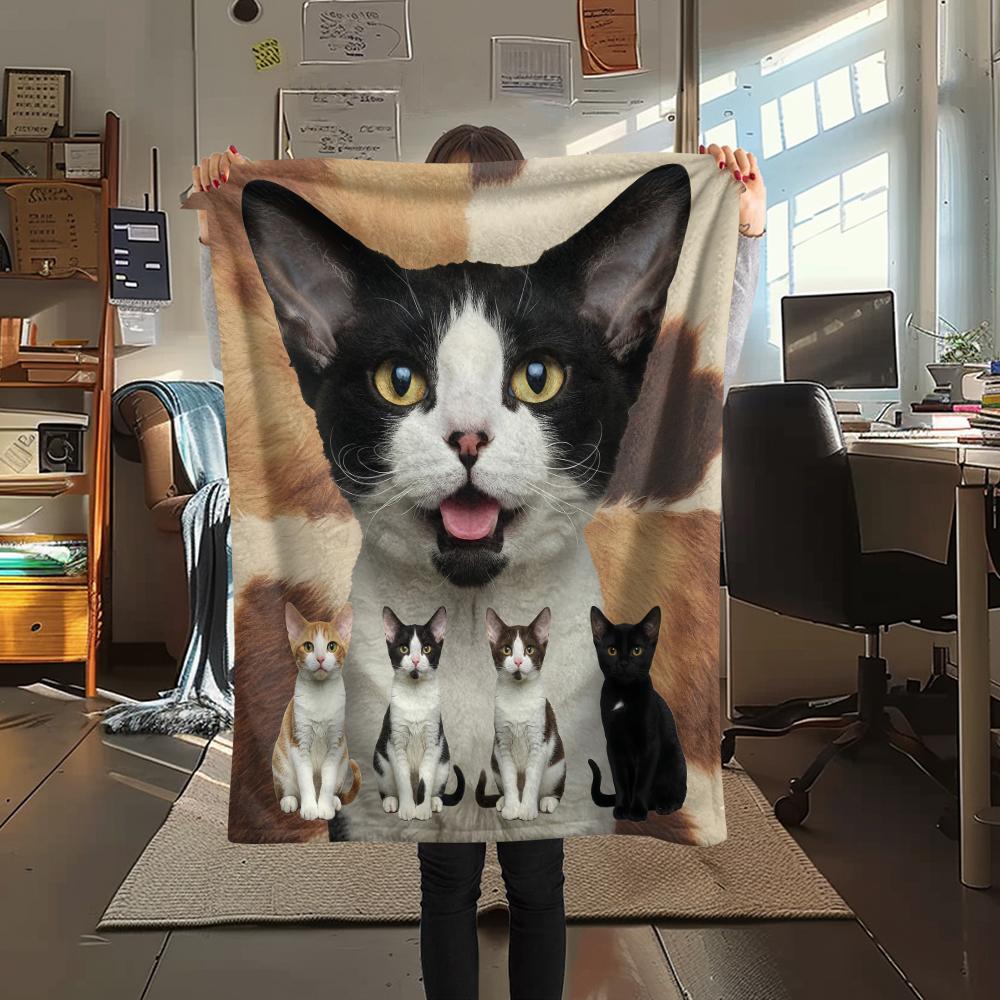 1 Stück Süße Katze 3D-Druck Flanelldecke, Hohe Qualität, Bequem für alle Jahreszeiten, Heimdekoration, Wärme und Komfort, Perfekt für Geschenke