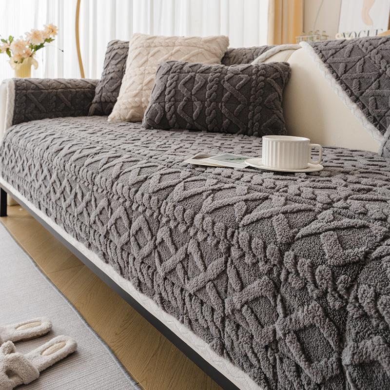 

1pc Classic Jacquard Shu Velveteen Sofa Cover, Couch Slipcover Fits Armchair to Sectional Sofas, Fuzzy Sofa Protector for Home & Office Decor 90*160cm