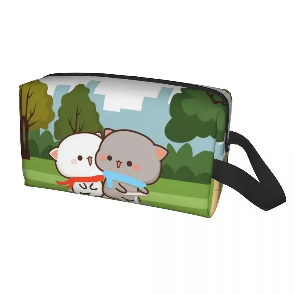 Peach And Goma Travel Cosmetic Bag for Women Kawaii Makeup Toiletry Organizer Lady Beauty Storage Dopp Kit