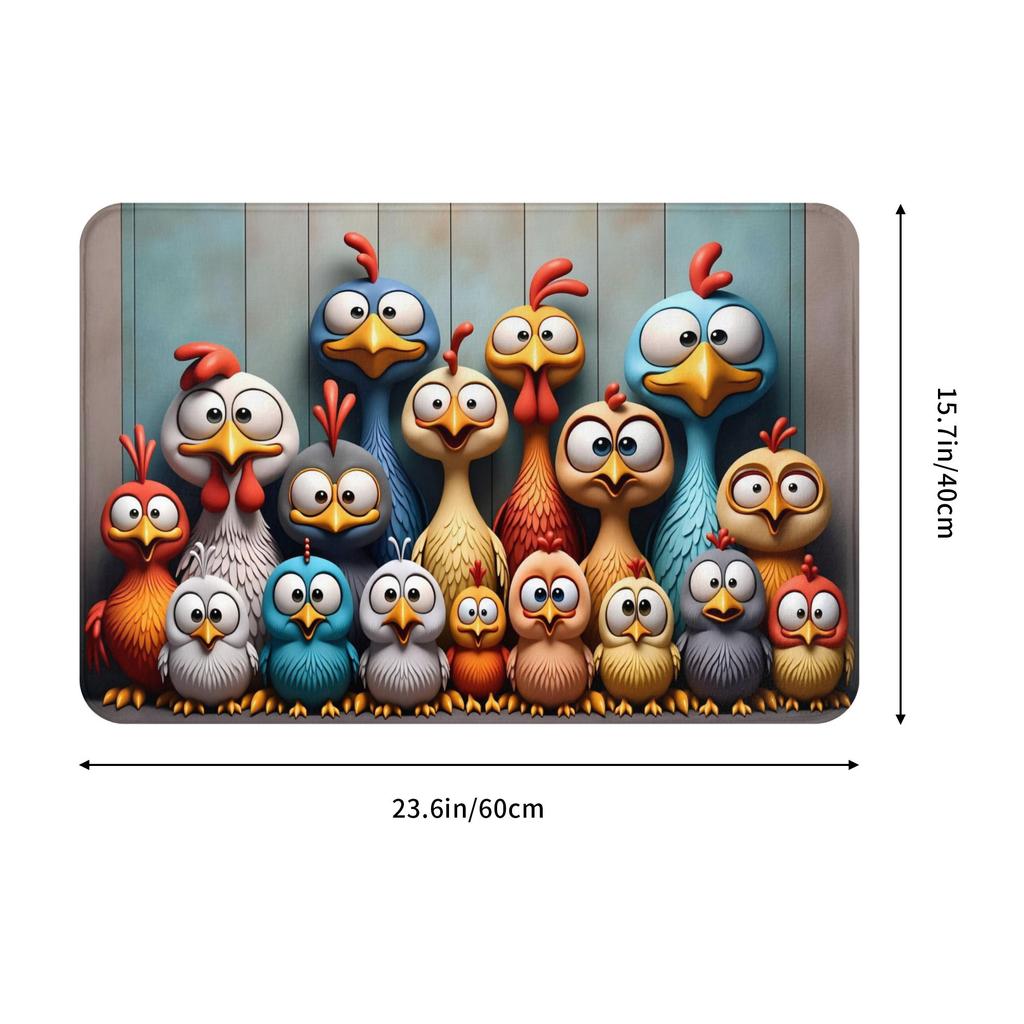 Festive Funny Big-Eyed Chick Family Design Front Floor Door Entrance Mats Indoor  Kitchen Bath Doormat Living Room Carpet Rug