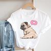 Dog Pug Love Cute Women Printing Short Sleeve T-shirt  Casual Fashion Clothes  T Tee Top Print  Female Clothing Graphic T-shirt