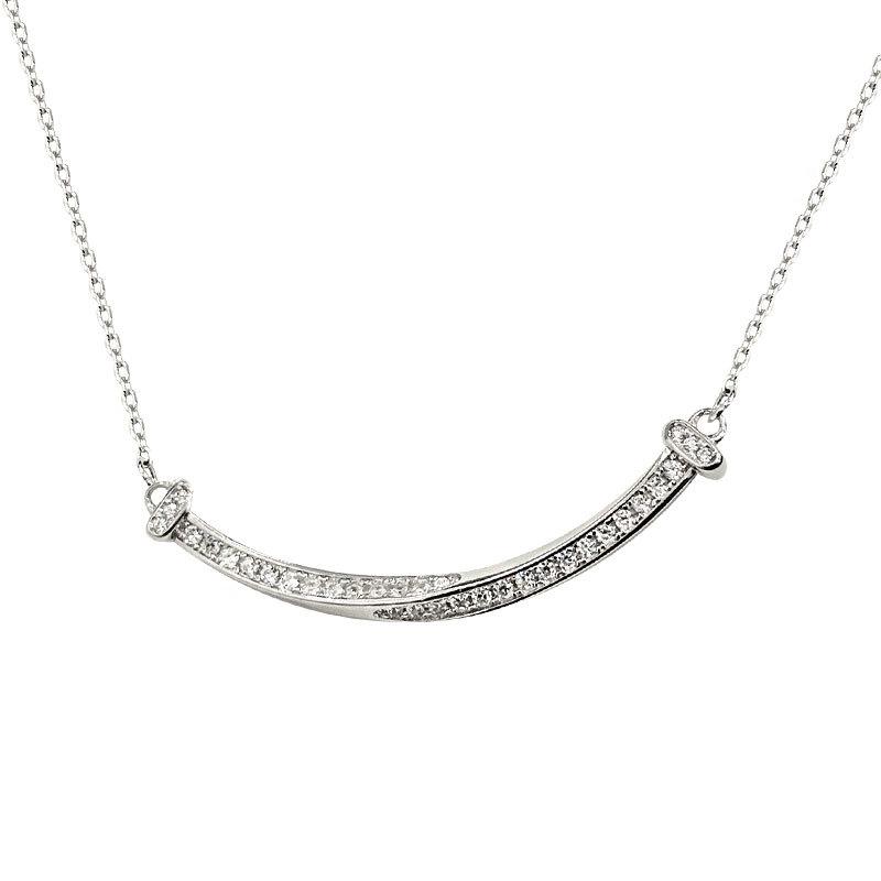 Diamond Studded Smile Necklace, Simple and Exquisite Temperament, Collarbone Chain, Light Luxury, High-end Feeling, Niche Design