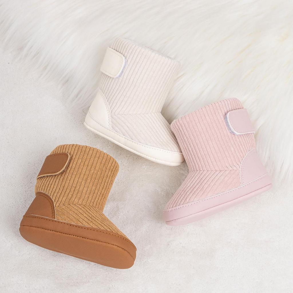 Cross-Border Winter Baby Velcro Cotton Warm Shoes with Plus Velvet Soft Sole.