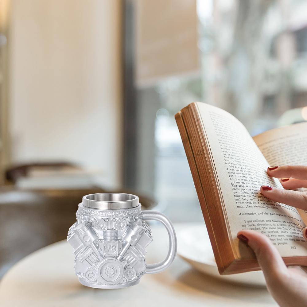 V8 & V6 Engine Design Coffee Mug Multi-Purpose Tea Cup Creative Stainless Steel Mug Restaurant