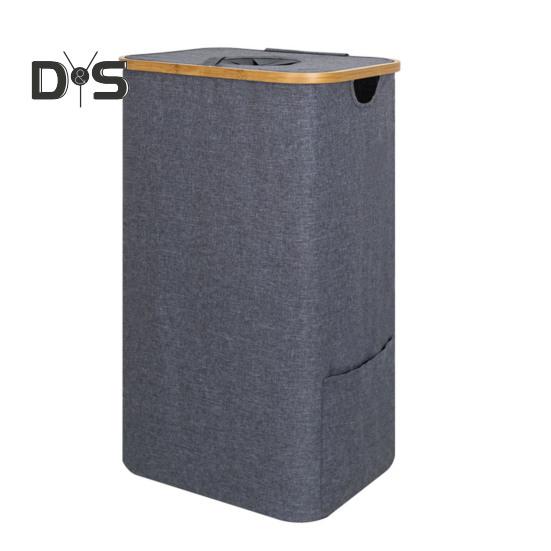 

Кошик для зберігання зі знімним сітчастим мішком 100 л Кошик для білизни великої місткості Кошик для зберігання білизни з пилозахисною кришкою сірий