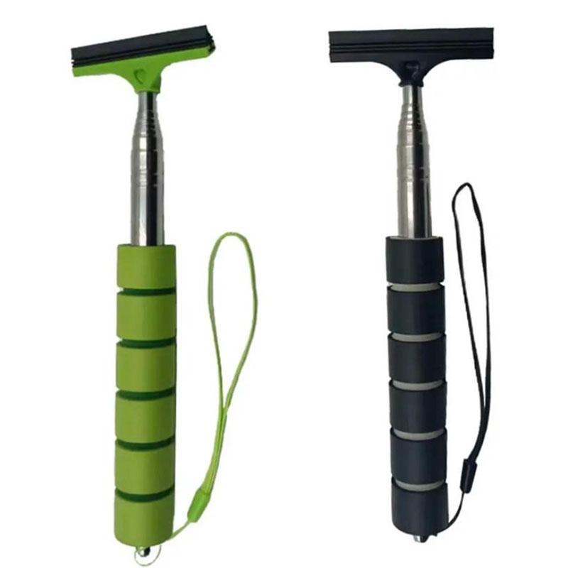Car Rearview Mirror Wiper Portable Telescopic Auto Glass Squeegee Cleaner Car Mirror Wash Cleaning Brush Long Handle Glass Mist Cleaner