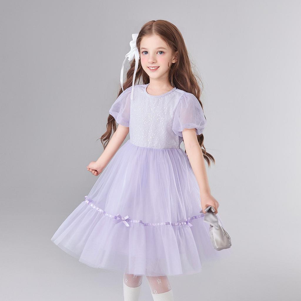 Sweet Mesh Bubble Sleeve Princess Skirt for Girls