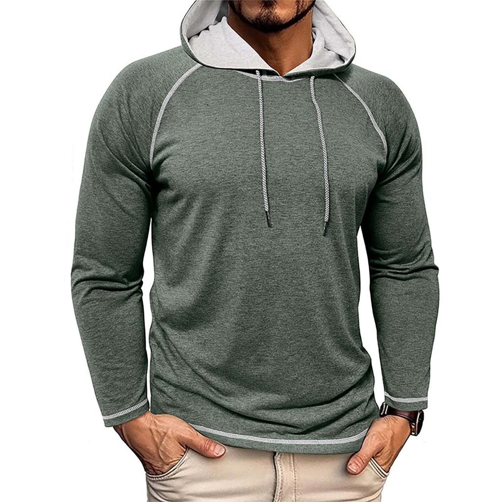 Men's Hooded Pullover Long Sleeved T-shirt Sports Top