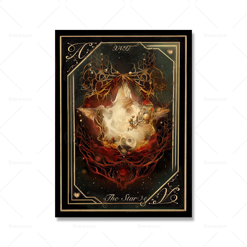 Slunce Měsíc Hvězda Srdce Tarotové karty Obrazy na plátně Obrazy na zeď Umělecké obrazy Vintage Magic Tarot Card Print Painting Kitchen Decor