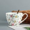 550ML, Bone China Breakfast Cups, Porcelain Tumbler Cup, Ceramic Coffee Mug, Large Mug with Handle, Cereal Bowl for Morning