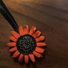 Sonnenblume 3D Echtes Leder Handgefertigt Schlüsselanhänger Taschenanhänger Personalisiert und Minimalistische Dekoration