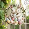 2D Flat Bohemian Style Easter Egg Acrylic, Spring Eggshell and Bunny, Suitable for Wall Decoration, Porch, Room, Villa, Accents Home, Hallway, or Work