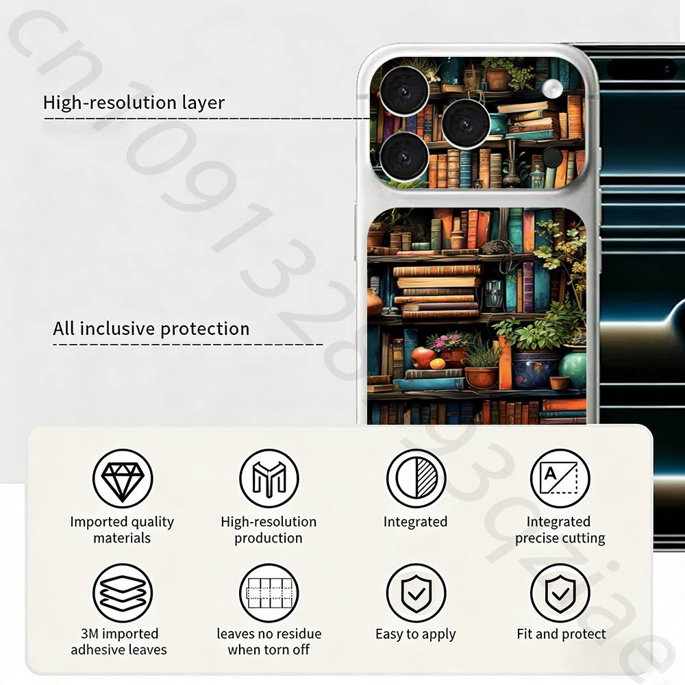 Creative Bookshelf TICKET Decal Skin Wrap for iPhone 17 Pro/Pro max Protective Film for Back, Frame, Camera