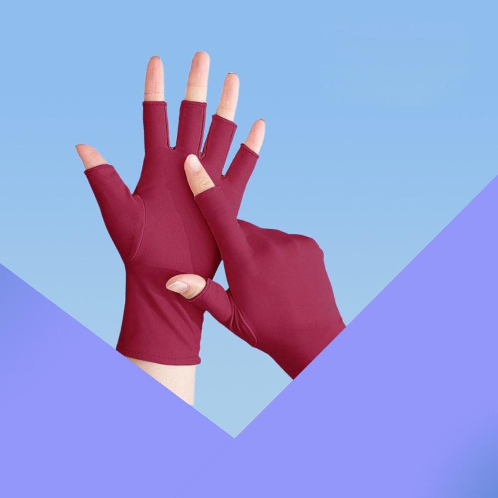 Anti-UV Sunscreen Gloves Half Finger Nail Art Mittens New Ice Silk Gloves  Summer