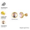 Minimalist Natural Stone Stud Earrings for Men Women,Gold Plated Stainless Steel Round Stud Earrings,Anti Allergy Earrings Gift