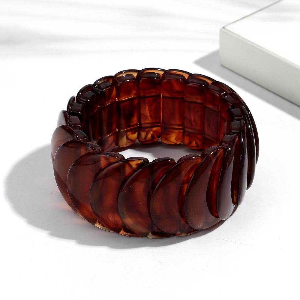 Retro Geometric Beads Elastic Bracelets for Women Man Fashion Acrylic Statement Bracelet Winter Trendy Jewelry Gift Amber Beige янтарь