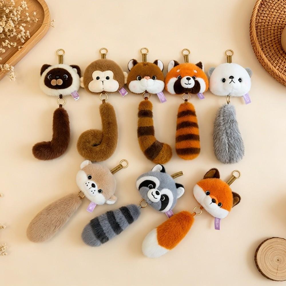 Plush Raccoon Plush Pendant With Keyring Stuffed Doll Charm Cartoon Pendant Backpack Decoration