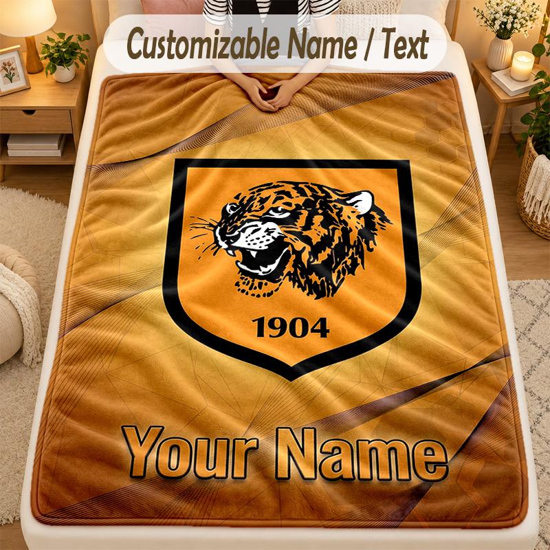 Flannel BlanketHull FC Custom Name Text Personalized Soft Warm Throw Blanket Home Decor Gift