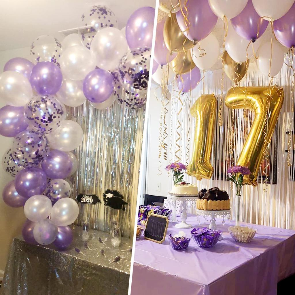 Iysoll Birthday Balloon Decoration Set Garland Crown Confetti Balloons Surprise Party Supplies Purple Pink