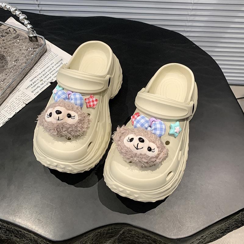 

Домашние тапочки из ЭВА, модные для ношения в помещении и на улице, нескользящие, дезодорирующие, прохладные тапочки, домашние тапочки на толстой подошве, обувь с отверстиями 39/40 хаки