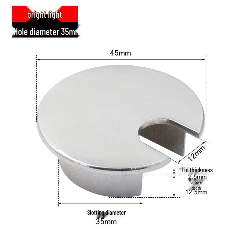 Zinc Alloy Desk Cable Grommet - Round Desktop Cable Pass-Through Cover