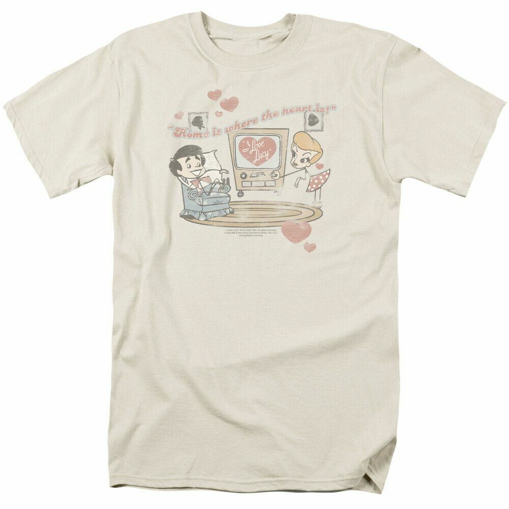 

I Love Lucy Home Is Where The Heart Is T Shirt Mens Licensed Classic TV Cream XXXL
